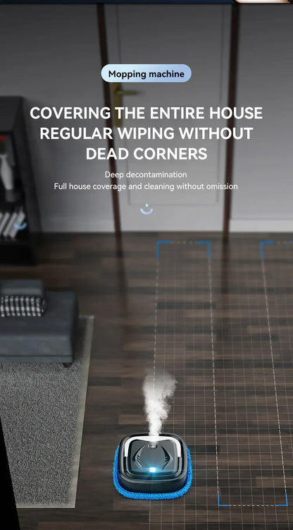 Black Smart Robotic Floor Mop with Humidifier Spray - Ultra-Slim Automatic Wet & Dry Floor Cleaner - Mekamart Australia