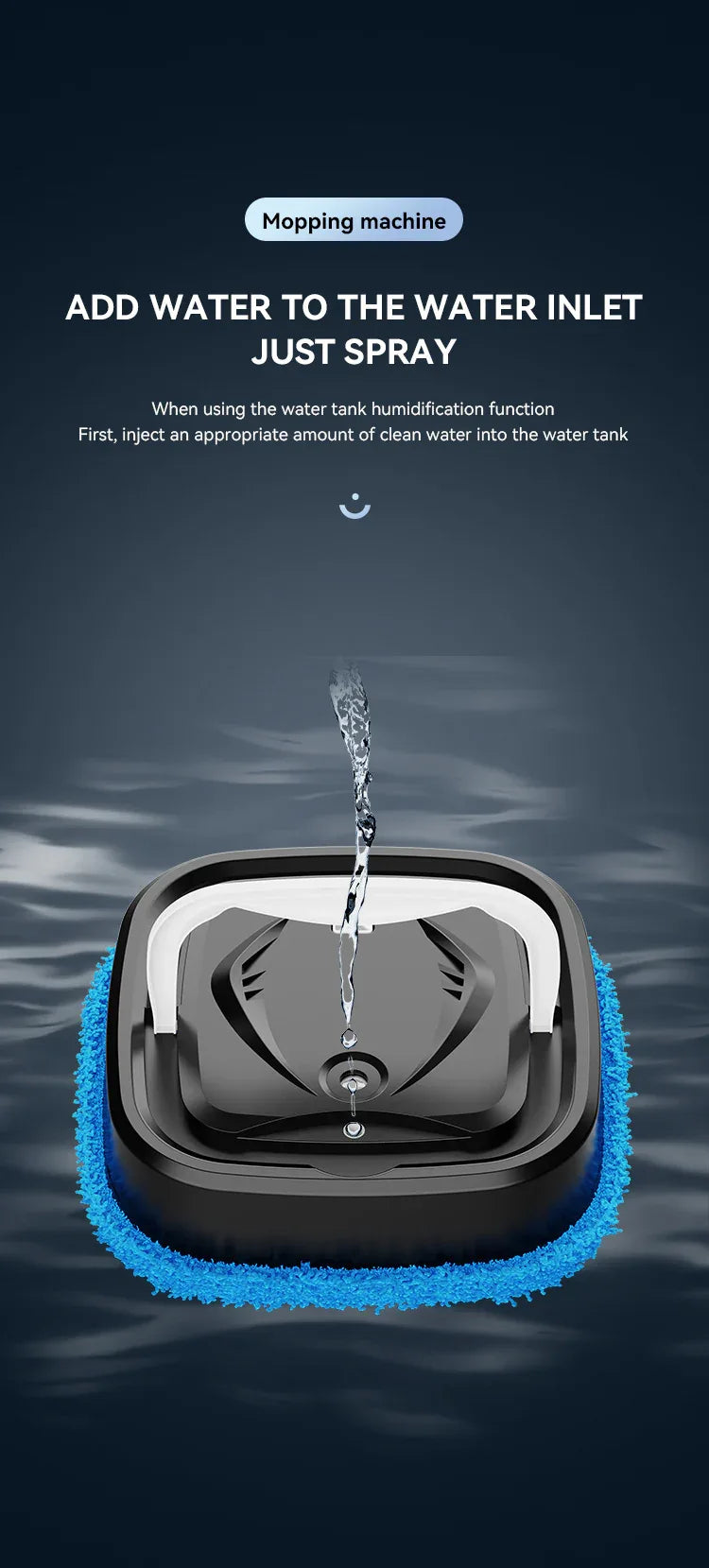 Black Smart Robotic Floor Mop with Humidifier Spray - Ultra-Slim Automatic Wet & Dry Floor Cleaner - Mekamart Australia