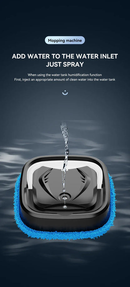 Black Smart Robotic Floor Mop with Humidifier Spray - Ultra-Slim Automatic Wet & Dry Floor Cleaner - Mekamart Australia