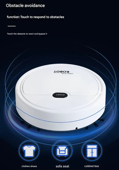 White 3-in-1 Smart Robot Vacuum Cleaner - Automatic Sweeping, Mopping & Suction for Hard Floors & Pet Hair - Mekamart Australia