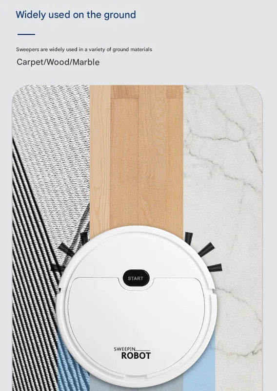 White 3-in-1 Smart Robot Vacuum Cleaner - Automatic Sweeping, Mopping & Suction for Hard Floors & Pet Hair - Mekamart Australia