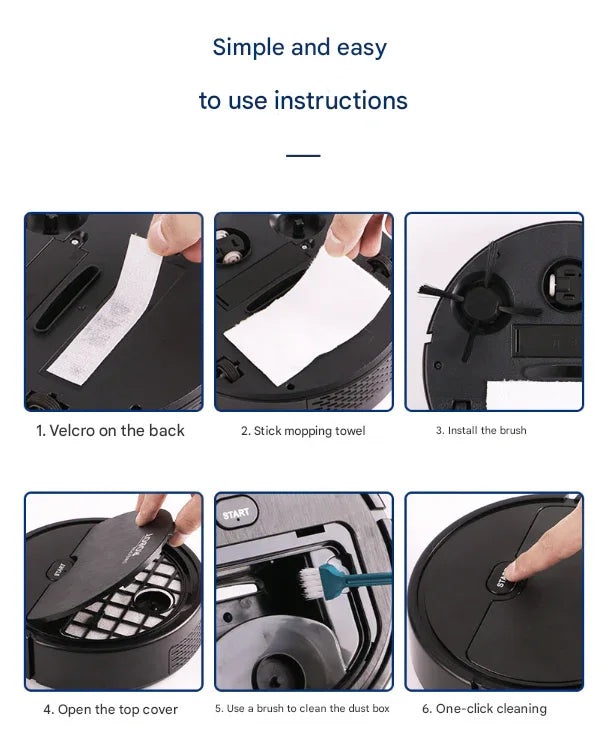 Black 3-in-1 Smart Robot Vacuum Cleaner - Automatic Sweeping, Mopping & Suction for Hard Floors & Pet Hair - Mekamart Australia
