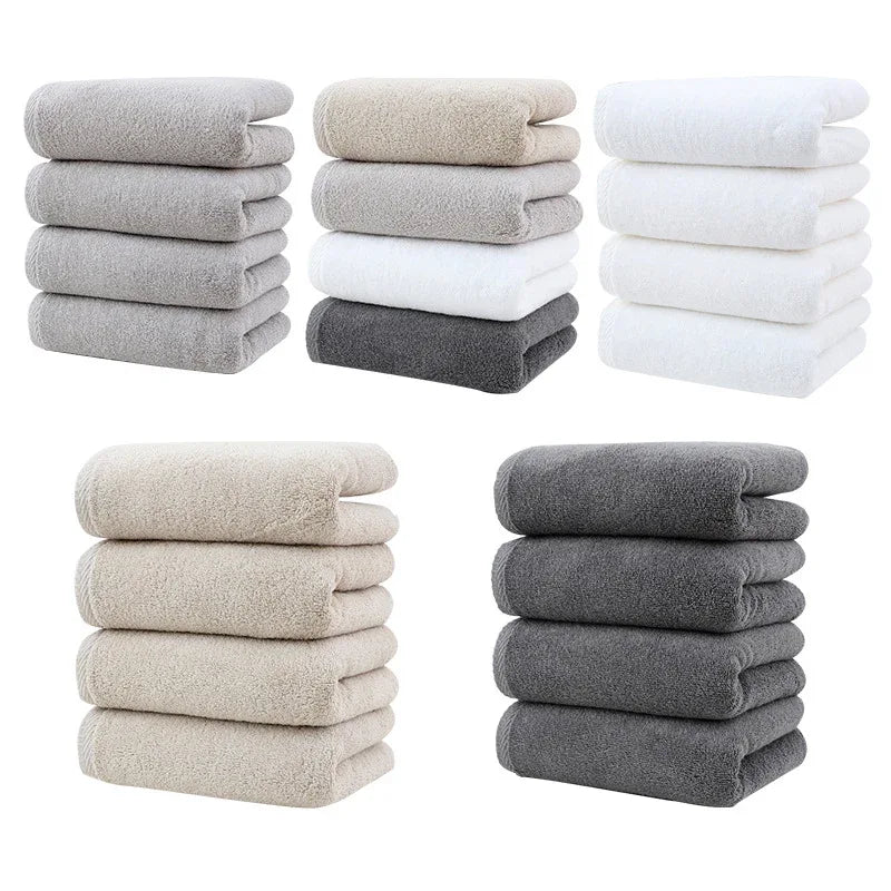 White Plush Cotton Hand Towel Set (4-Pack) - Ultra Soft, Absorbent & Quick-Drying Face Towels for Bathroom - Mekamart Australia