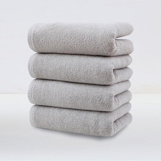 Light Grey Plush Cotton Hand Towel Set (4-Pack) - Ultra Soft, Absorbent & Quick-Drying Face Towels for Bathroom - Mekamart Australia