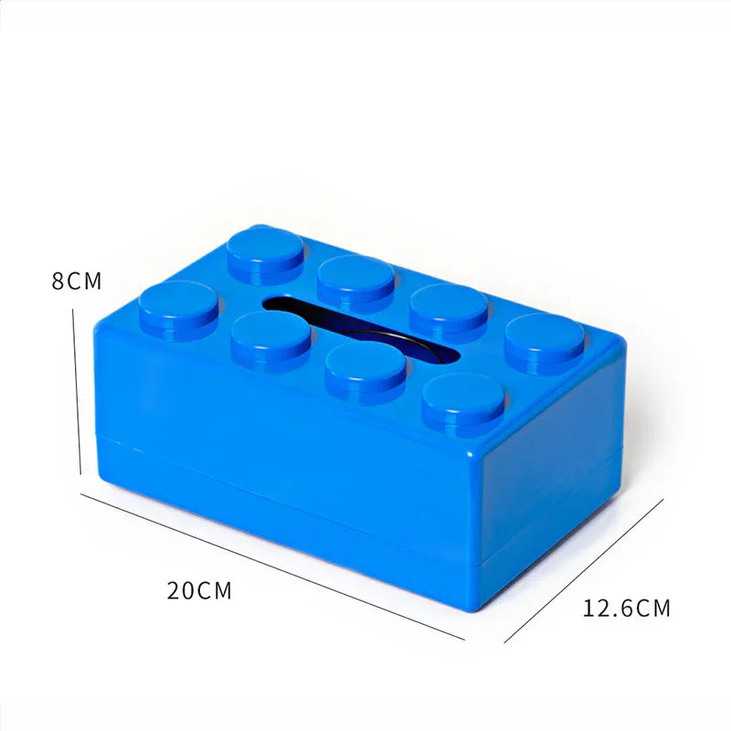 Blue 2 Pcs Creative Building Block Tissue Box Holder - Wall-Mounted & Desktop Dispenser for Bathroom, Kids Room & Office Decor - Mekamart Australia