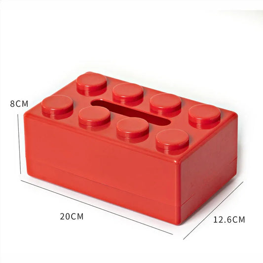 Red 2 Pcs Creative Building Block Tissue Box Holder - Wall-Mounted & Desktop Dispenser for Bathroom, Kids Room & Office Decor - Mekamart Australia