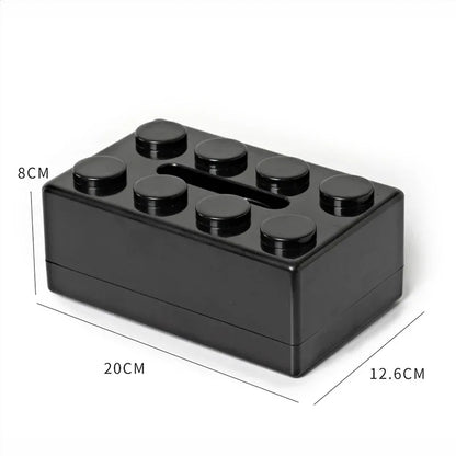 Black 2 Pcs Creative Building Block Tissue Box Holder - Wall-Mounted & Desktop Dispenser for Bathroom, Kids Room & Office Decor - Mekamart Australia