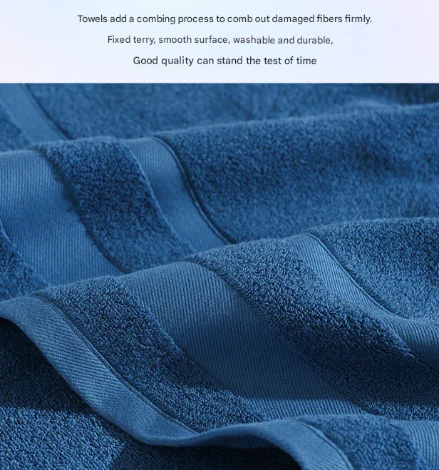 Blue Premium 3-Piece 100% Cotton Towel Set - Ultra Soft, Absorbent & Quick-Dry for Bathroom - Mekamart Australia