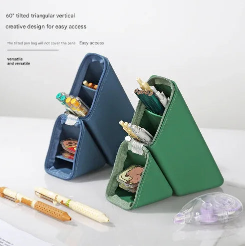 Dark Blue Transforming Silicone Pencil Case - Stand-Up Pen Holder & Stationery Organizer - Mekamart Australia