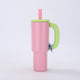 Pink 40oz Macron Stainless Steel Insulated Tumbler with Handle and Straw - 14.8 x 10.5 x 28 cm Large Capacity Car-Friendly Travel Mug - Mekamart Australia