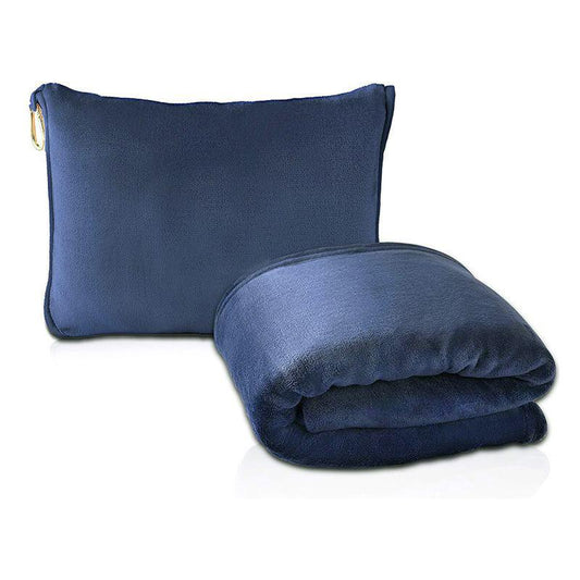 Navy Blue Multi-Function 2-in-1 Travel Blanket with Storage - 50 x 60 in (127 x 152 cm) Lightweight Airplane Companion - Mekamart Australia