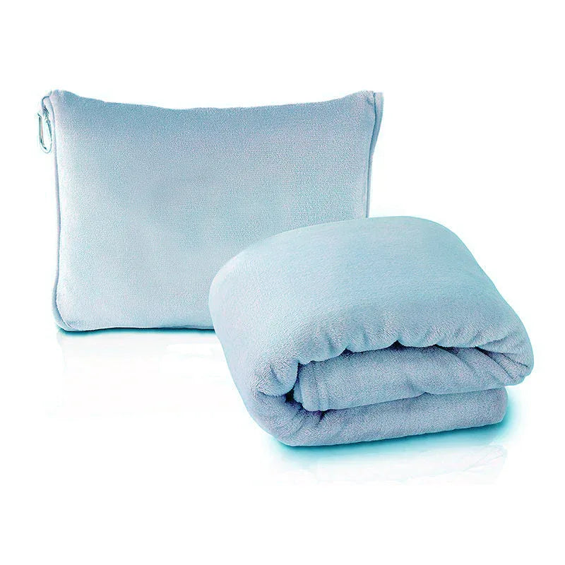 Blue Multi-Function 2-in-1 Travel Blanket with Storage - 50 x 60 in (127 x 152 cm) Lightweight Airplane Companion - Mekamart Australia