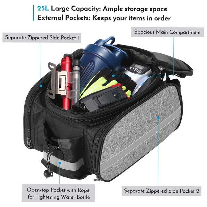 Insulated Bike Rear Rack Bag - Waterproof Storage Bag with Soft PE Padding for Cycling - Mekamart Australia