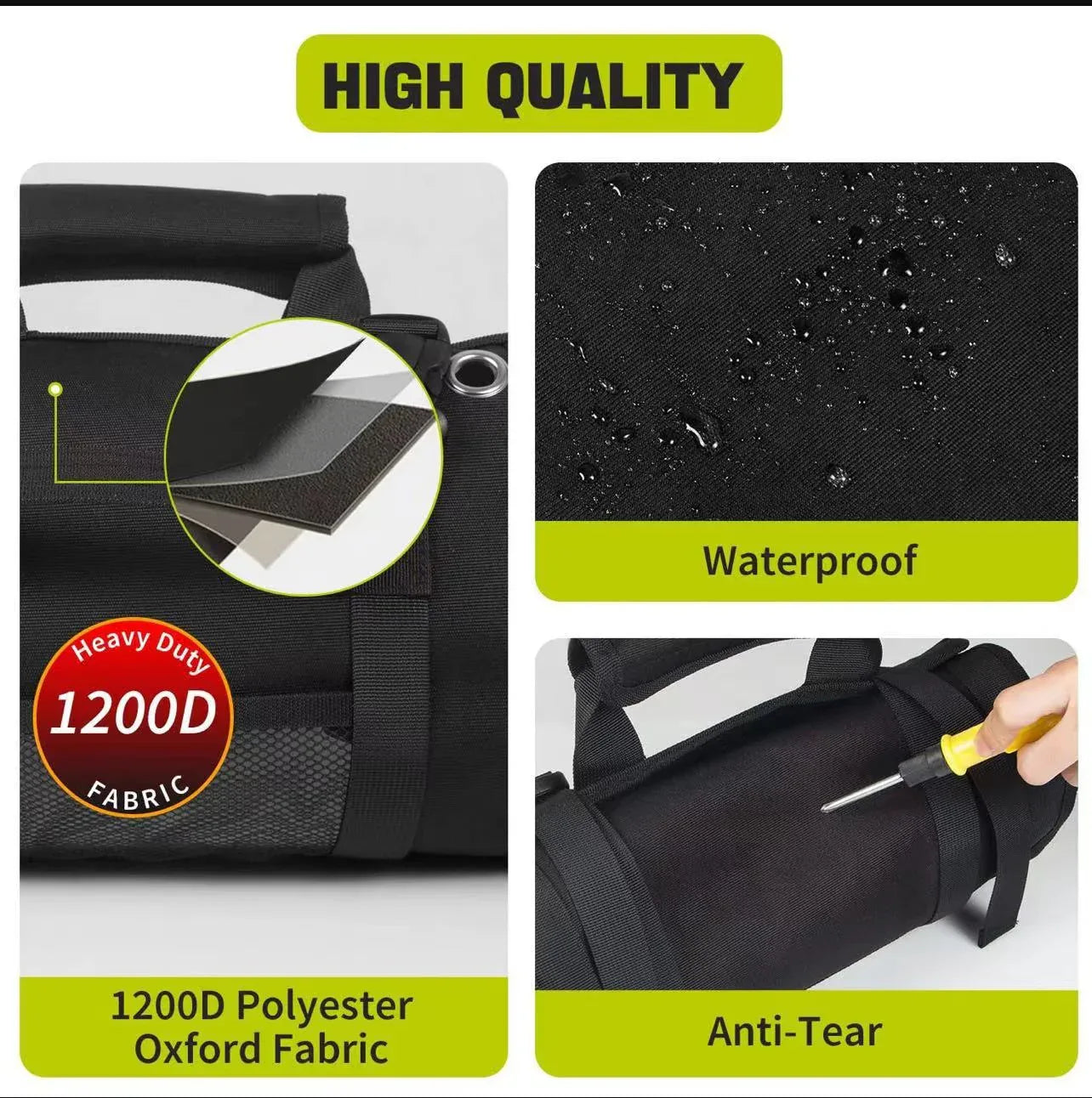 Black Heavy-Duty Tool Organizer Roll with Detachable Pouches - Mekamart Australia