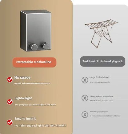 White Retractable Stainless Steel Clothesline - 4.2m Indoor and Outdoor Drying Solution - Mekamart Australia