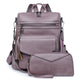 Light Purple Women's Retro PU Leather Backpack - Dual-Color Tassel Design, Winter High-End Style - Mekamart Australia
