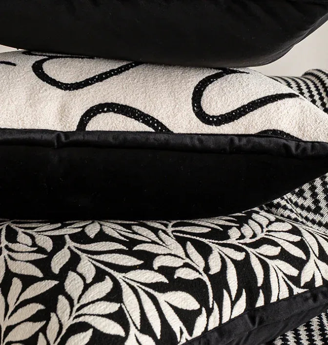 Heart Triangle Elegant Two-Piece INS-Style Jacquard Pillow Covers - Black & White Sofa Decor - Mekamart Australia