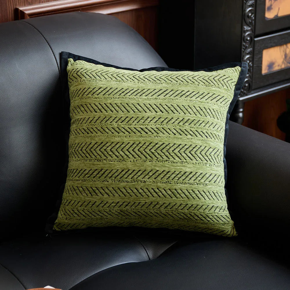 Green 45*45cm 2PCS Luxe Thick Chenille Herringbone Pillow Cover - Solid Color Square Lumbar Pillow - Mekamart Australia