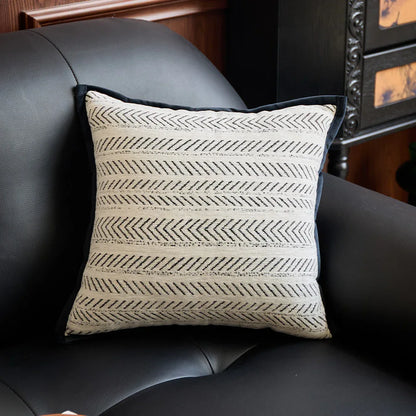 Black-white 45*45cm 2PCS Luxe Thick Chenille Herringbone Pillow Cover - Solid Color Square Lumbar Pillow - Mekamart Australia