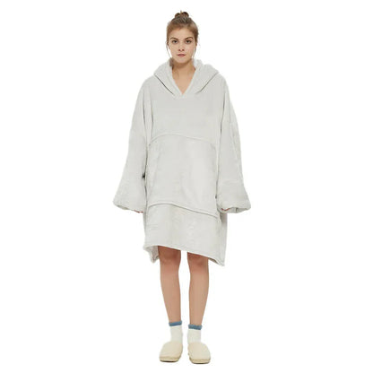 White Oversized Wearable Blanket Hoodie - Ultra Soft & Cozy Snuggle Pullover for Adults - Mekamart Australia
