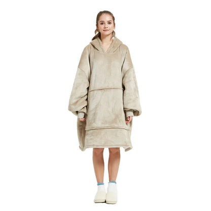 Khaki Oversized Wearable Blanket Hoodie - Ultra Soft & Cozy Snuggle Pullover for Adults - Mekamart Australia