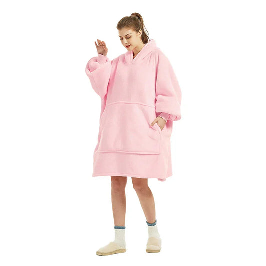 Pink Oversized Wearable Blanket Hoodie - Ultra Soft & Cozy Snuggle Pullover for Adults - Mekamart Australia