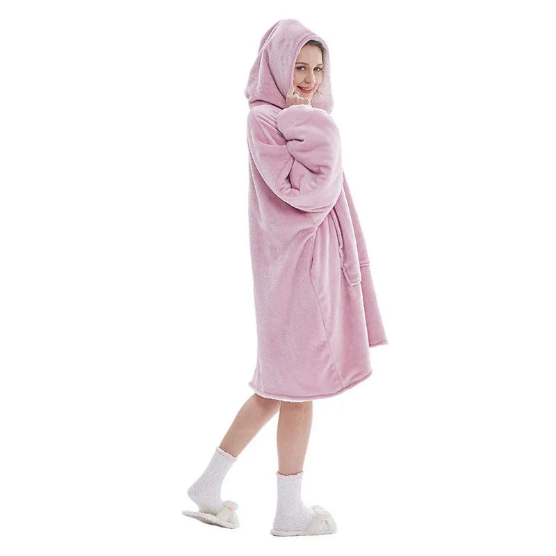 Dark Pink Oversized Wearable Blanket Hoodie - Ultra Soft & Cozy Snuggle Pullover for Adults - Mekamart Australia