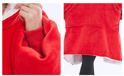 Dark Pink Oversized Wearable Blanket Hoodie - Ultra Soft & Cozy Snuggle Pullover for Adults - Mekamart Australia
