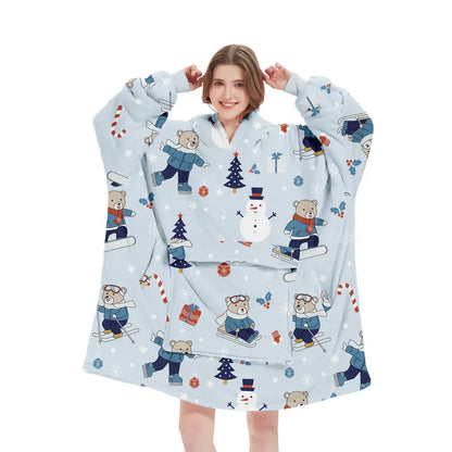 Snowman Oversized Wearable Blanket Hoodie - Ultra Soft & Cozy Snuggle Pullover for Adults - Mekamart Australia