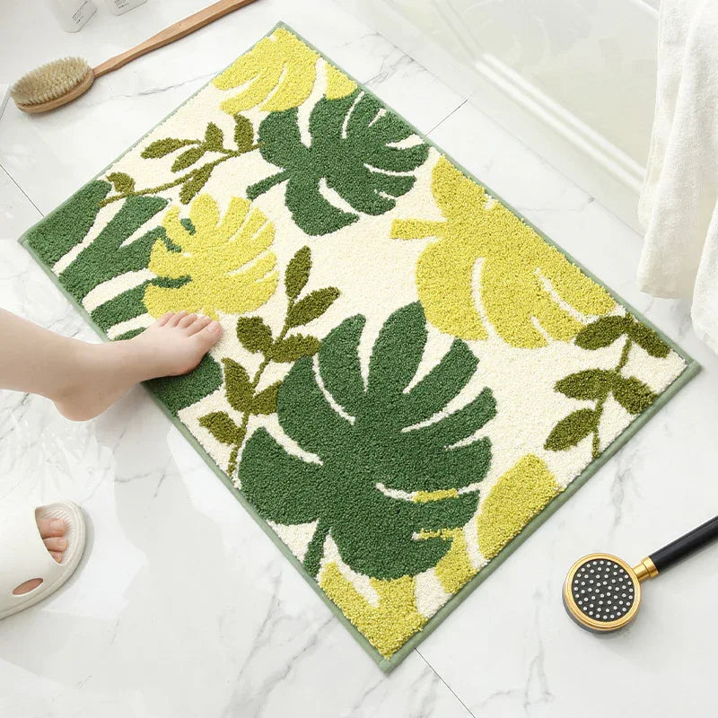 Tropical Rain Forest Jacquard Bathroom Mat - Super Absorbent Non-Slip Rug (40x60cm), Toilet Floor Mat for Bathroom/Bedroom/Entryway - Mekamart Australia