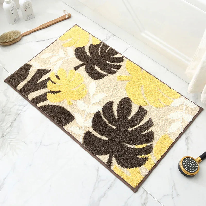 Garden of Gold Jacquard Bathroom Mat - Super Absorbent Non-Slip Rug (40x60cm), Toilet Floor Mat for Bathroom/Bedroom/Entryway - Mekamart Australia