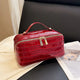 Red Chic Croc-Embossed Travel Makeup Case Large Capacity Cosmetic Organizer Bag - Mekamart Australia