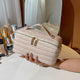 White Chic Croc-Embossed Travel Makeup Case Large Capacity Cosmetic Organizer Bag - Mekamart Australia
