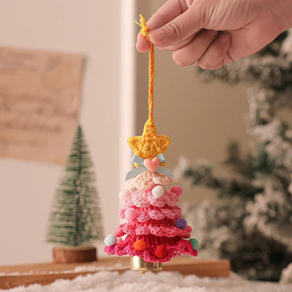 2PCS Red Handmade-Style Crochet Christmas Tree Ornament - Festive Plush Hanging Decor for Home & Car - Mekamart Australia