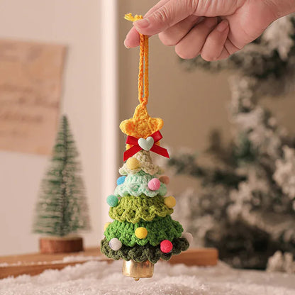 2PCS Green Handmade-Style Crochet Christmas Tree Ornament - Festive Plush Hanging Decor for Home & Car - Mekamart Australia