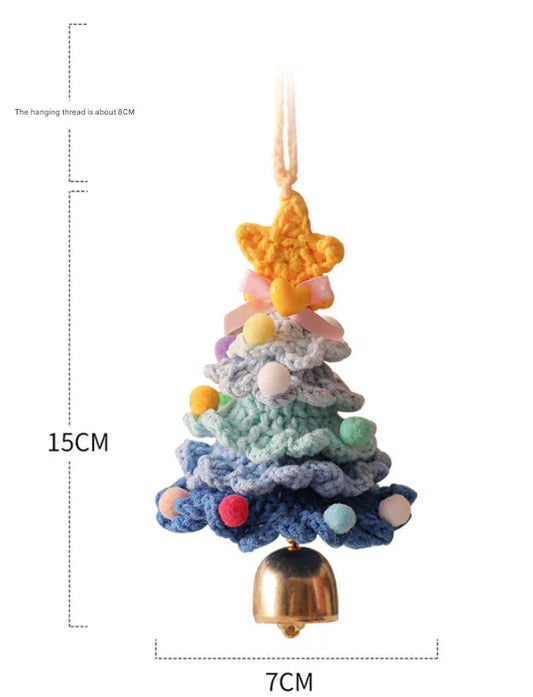 2PCS Multicolor-purple Handmade-Style Crochet Christmas Tree Ornament - Festive Plush Hanging Decor for Home & Car - Mekamart Australia