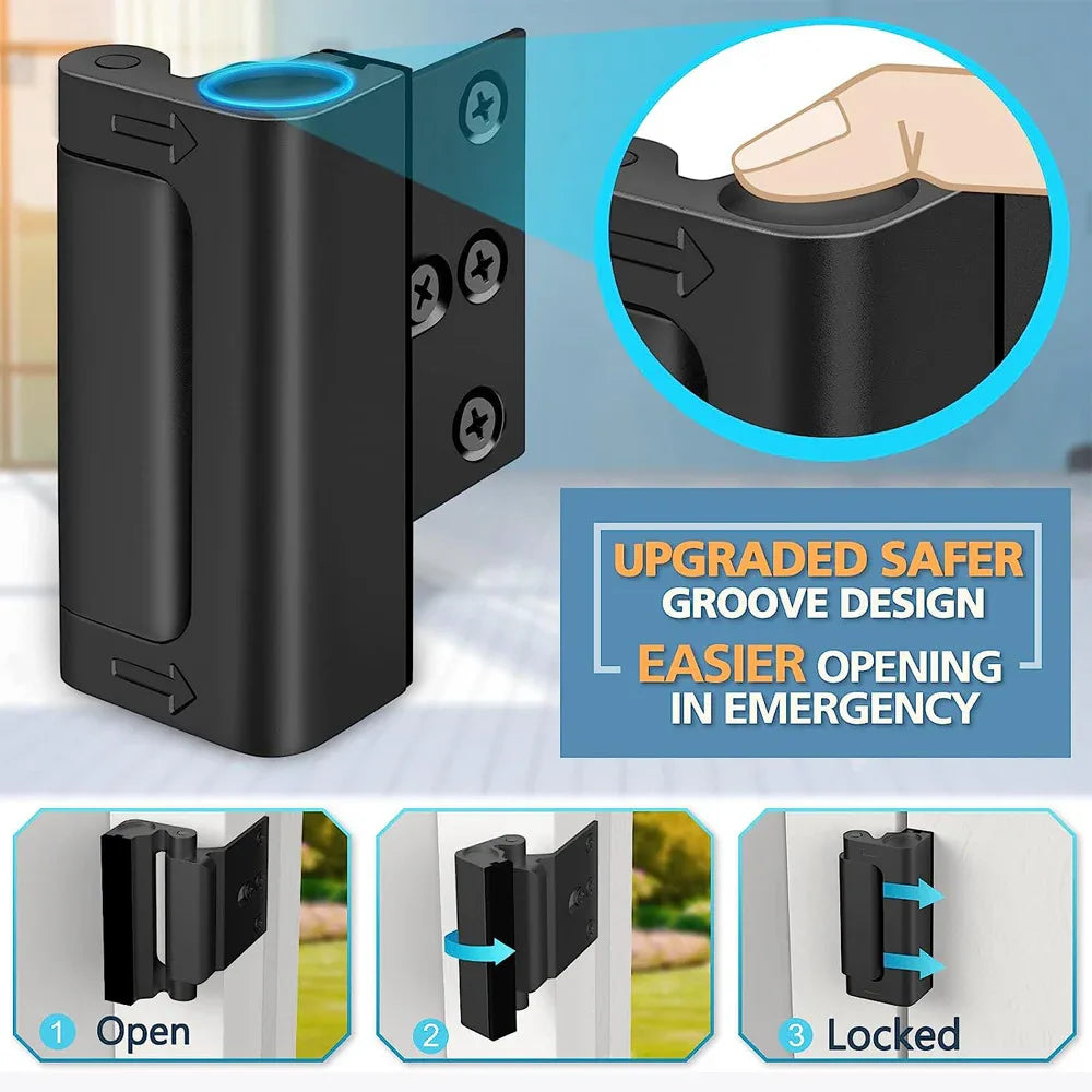 White Heavy-Duty Hotel Style Security Door Lock - Childproof Door Reinforcement Latch for Home Safety - Mekamart Australia