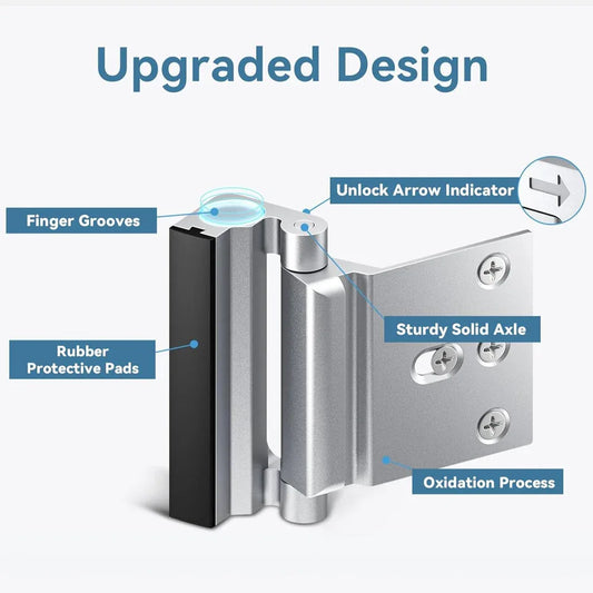 Silver Heavy-Duty Hotel Style Security Door Lock - Childproof Door Reinforcement Latch for Home Safety - Mekamart Australia