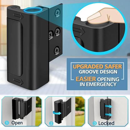 Silver Heavy-Duty Hotel Style Security Door Lock - Childproof Door Reinforcement Latch for Home Safety - Mekamart Australia