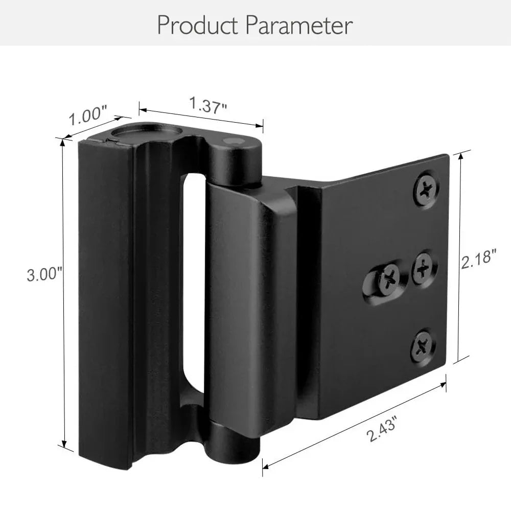 Black Heavy-Duty Hotel Style Security Door Lock - Childproof Door Reinforcement Latch for Home Safety - Mekamart Australia