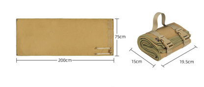 Black Tactical Roll-Up Shooting Mat - Lightweight Waterproof Ground Pad for Outdoor Camping & Hiking