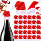 Mini Santa Hat Cutlery Holders (100-Pack) - Festive Christmas Wine Bottle Toppers & Table Decorations - Mekamart Australia