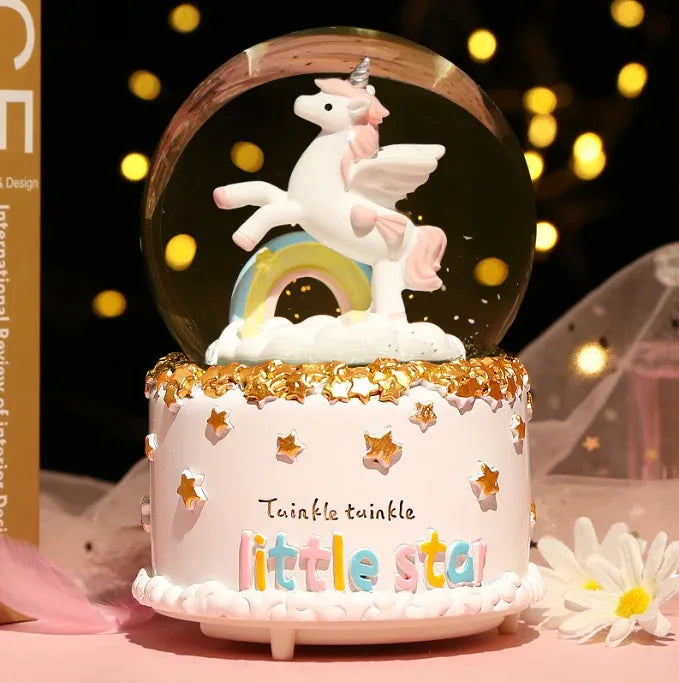 Enchanting Unicorn Snow Globe Music Box - Magical Starry Sky Musical Gift for Girls - Mekamart Australia