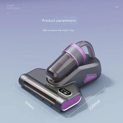 Purple Advanced Cordless UV-C Dust Mite Vacuum - Handheld Cleaner with Hot Air, Pulsating Pads & LED Display - Mekamart Australia