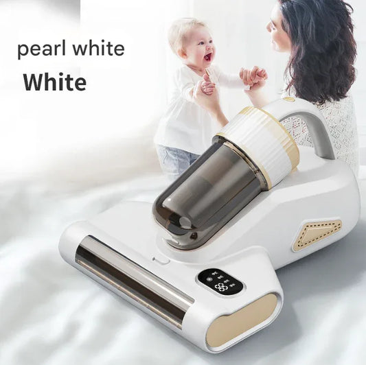 White Advanced Cordless UV-C Dust Mite Vacuum - Handheld Cleaner with Hot Air, Pulsating Pads & LED Display - Mekamart Australia