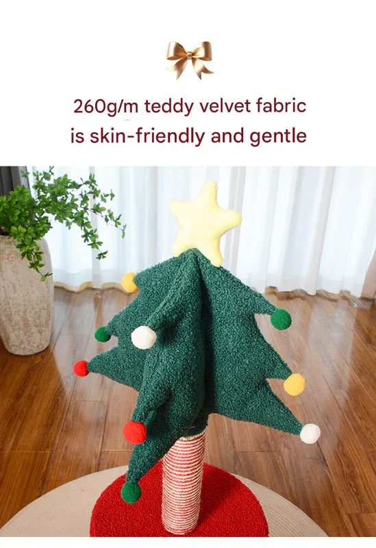 Festive Christmas Tree Cat Scratcher & Condo | 2-in-1 Sisal Post with Cozy Hideaway Bed - Mekamart Australia