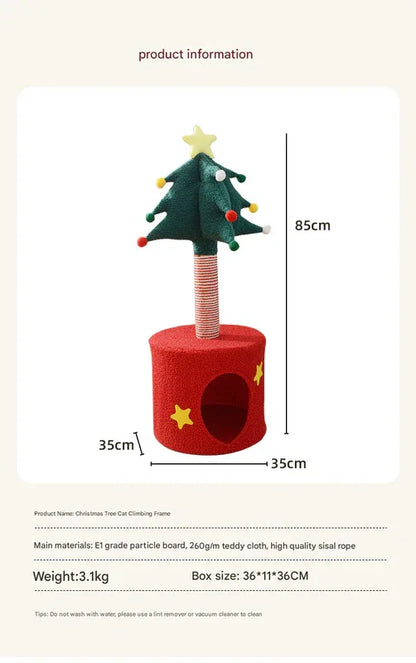 Festive Christmas Tree Cat Scratcher & Condo | 2-in-1 Sisal Post with Cozy Hideaway Bed - Mekamart Australia