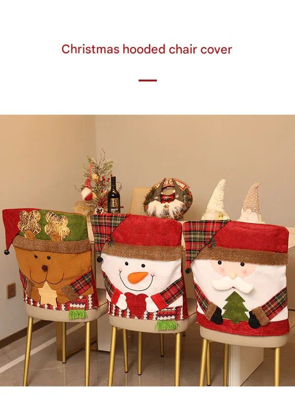 Festive Christmas Dining Chair Covers | Santa, Snowman & Reindeer Character Slipcovers - Mekamart Australia