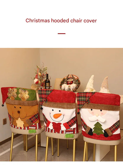 Festive Christmas Dining Chair Covers | Santa, Snowman & Reindeer Character Slipcovers - Mekamart Australia