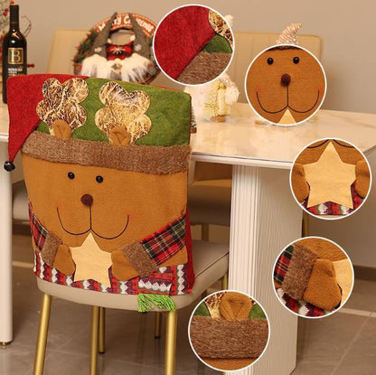 Festive Christmas Dining Chair Covers | Santa, Snowman & Reindeer Character Slipcovers - Mekamart Australia